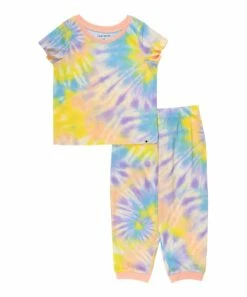 New ๐ Lucky Brand Blue & Yellow Tie-Dye Swirl Pajama Set For Kids โจ