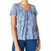 Deals ✔️ Lucky Brand Blue & White Floral Lace-Up Puff-Sleeve Peasant Top - 👩 Women 🎉 -Lucky Brand Shop zu103602986 main tm1645713466