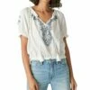 Promo 🧨 Lucky Brand White Floral Embroidered Short-Sleeve Peasant Top - 👩 Women 🤩 -Lucky Brand Shop zu103651627 main tm1663612518