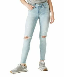 Hot Sale 😉 Lucky Brand Fan Girl White Distressed Ava Mid-Rise Skinny 👖 Jeans - 👩 Women 🛒