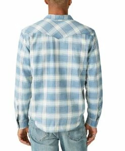 Promo 💯 Lucky Brand Indigo Plaid Western Button-Up - Men ⭐ -Lucky Brand Shop zu107718879 alt 2 tm1661866112