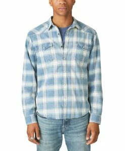 Promo ๐ฏ Lucky Brand Indigo Plaid Western Button-Up - Men โญ