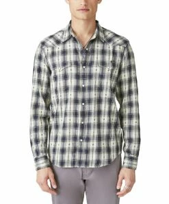 Best Pirce 🎉 Lucky Brand White & Black Plaid Western Button-Up - Men ⭐