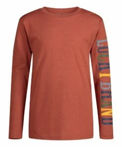 Top 10 ✨ Lucky Brand Burnt Brick Heather Multi-Core Logo Long-Sleeve Tee - Boys For Kids 💯