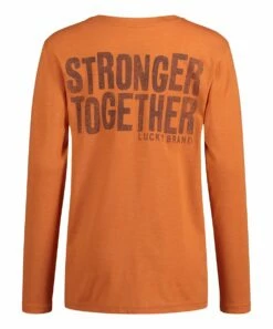 Brand new 🛒 Lucky Brand Orange Oxide Heather 'Stronger Together' Long-Sleeve Tee - Boys For Kids ✨