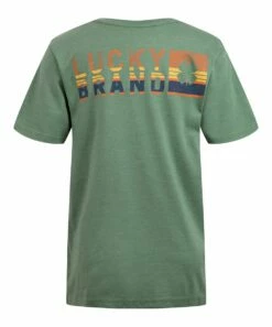 Best deal 🥰 Lucky Brand Earth Green Heather Cloverleaf Rise Logo Tee - Boys For Kids 💯
