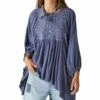Flash Sale 👏 Lucky Brand Night Shadow Blue Eyelet Hi-Low Tunic - 👩 Women 🥰 -Lucky Brand Shop zu108624407 main tm1661866112