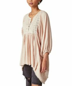 Promo 🔔 Lucky Brand Peach Whip Eyelet Button-Front Tunic - 👩 Women 😍 -Lucky Brand Shop zu108624408 alt 2 tm1661866112