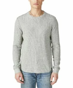 Best reviews of 👍 Lucky Brand Heather Gray Thermal Long-Sleeve Crewneck Tee - Men ⌛