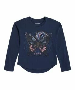 Deals 🔥 Lucky Brand 👗 Dress Blues 'Shine Bright' Butterfly Long-Sleeve Top - 👧 Girls For Kids 🌟