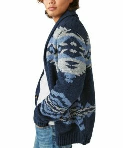Deals 😍 Lucky Brand Blue Geometric Shawl Collar Cardigan - Men 🤩 -Lucky Brand Shop zu109522662 alt 2 tm1665775412