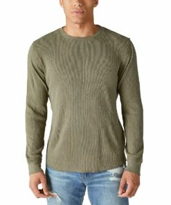 Buy 🥰 Lucky Brand Sage Green Thermal Long-Sleeve Crewneck Tee - Men 😀
