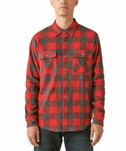 Coupon 😀 Lucky Brand Red & Gray Buffalo Check Button-Up - Men ⌛