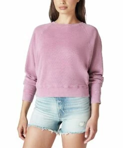 Buy 👏 Lucky Brand Mauve Crewneck Raglan Top - 👩 Women 🥰