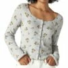 Deals 🔔 Lucky Brand White & Green Floral Scoop Neck Button-Front Top - 👩 Women 🤩