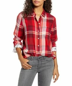Best deal 🤩 Lucky Brand Orange & White Plaid Button-Up - 👩 Women ✨