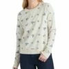 Discount 🌟 Lucky Brand Medium Beige Floral Embroidered Crewneck Sweater - 👩 Women ⌛