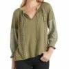 Coupon 🌟 Lucky Brand Green Patchwork Notch Neck Top - 👩 Women ⌛ -Lucky Brand Shop zu97637778 main tm1626892525